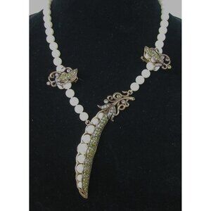 Heidi Daus Vintage White Pearl Necklace, Earrings & Ring Set With Gold-Tone